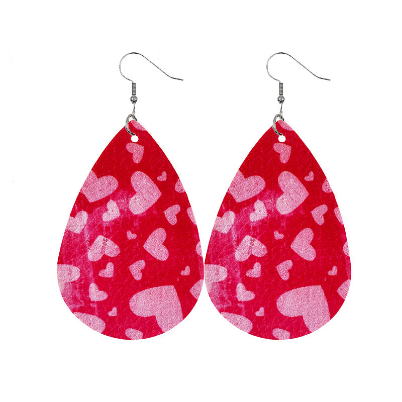 1 Pair Modern Style Classic Style Heart Shape Pu Leather Drop Earrings