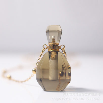 Ethnic Style Heart Shape Perfume Bottle Crystal Metal Pendant Necklace 1 Piece