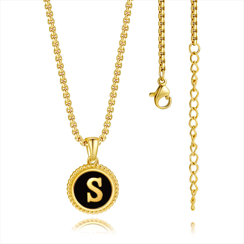 Casual Modern Style Letter Stainless Steel Enamel Plating 18k Gold Plated Pendant Necklace