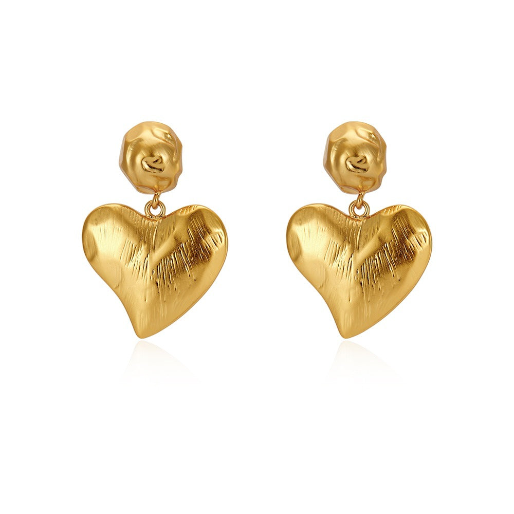 1 Pair Retro Heart Shape Metal Plating Women's Drop Earrings