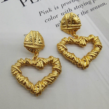 Fashion Heart Shape Copper Plating Drop Earrings 1 Pair