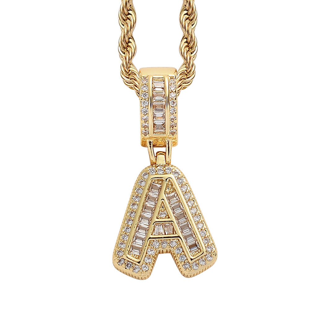 Simple Style Letter Copper Inlay Zircon Pendant Necklace 1 Piece