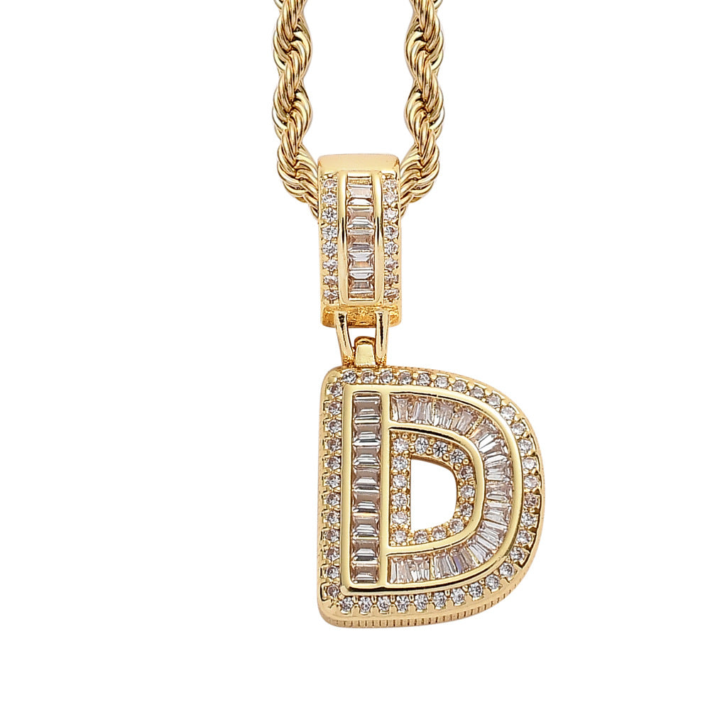 Simple Style Letter Copper Inlay Zircon Pendant Necklace 1 Piece