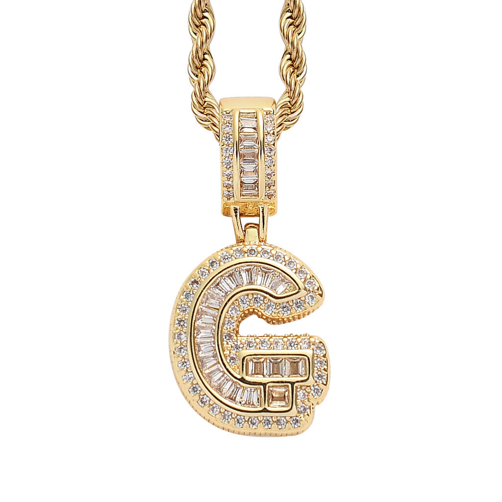 Simple Style Letter Copper Inlay Zircon Pendant Necklace 1 Piece