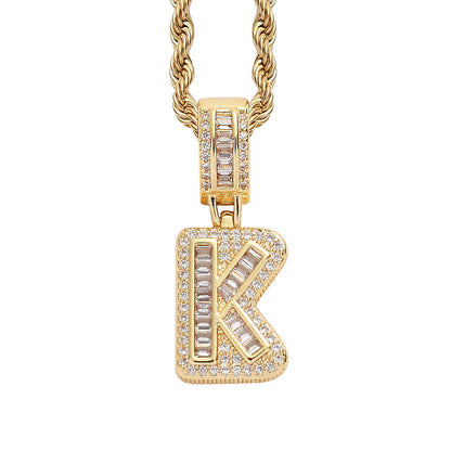 Simple Style Letter Copper Inlay Zircon Pendant Necklace 1 Piece