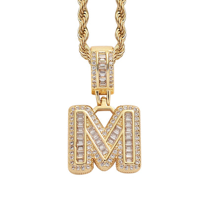 Simple Style Letter Copper Inlay Zircon Pendant Necklace 1 Piece