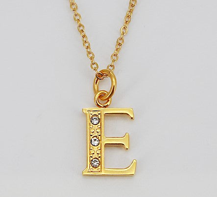 Simple Style Letter Titanium Steel Inlay Rhinestones Pendant Necklace