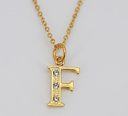 Simple Style Letter Titanium Steel Inlay Rhinestones Pendant Necklace