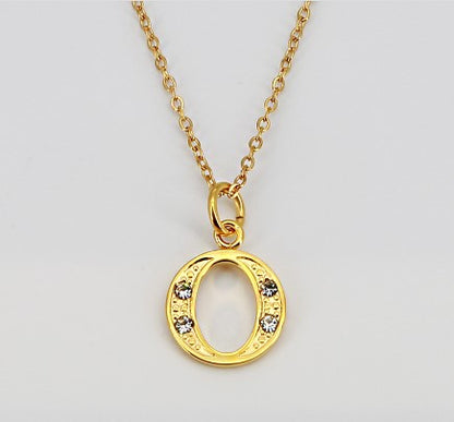 Simple Style Letter Titanium Steel Inlay Rhinestones Pendant Necklace