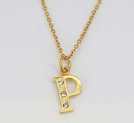 Simple Style Letter Titanium Steel Inlay Rhinestones Pendant Necklace