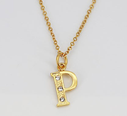 Simple Style Letter Titanium Steel Inlay Rhinestones Pendant Necklace