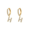 1 Pair Retro Letter Copper Inlay Zircon Drop Earrings