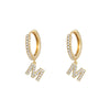 1 Pair Retro Letter Copper Inlay Zircon Drop Earrings