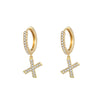 1 Pair Retro Letter Copper Inlay Zircon Drop Earrings