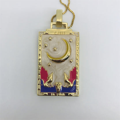 Retro Constellation Star Moon Copper Enamel Pendant Necklace 1 Piece