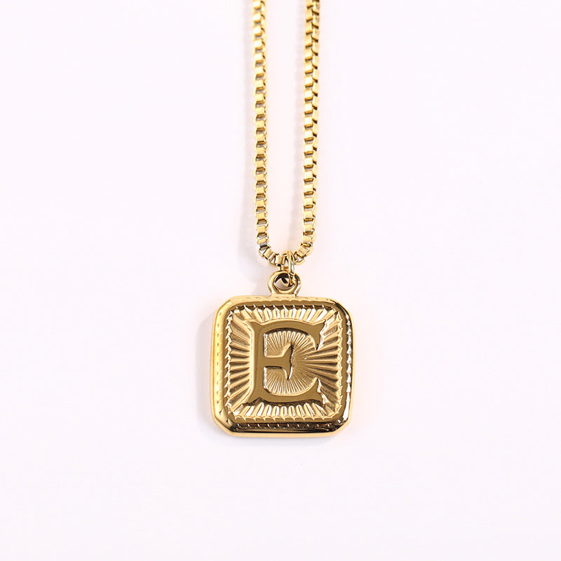 Fashion Letter Square Titanium Steel Pendant Necklace 1 Piece