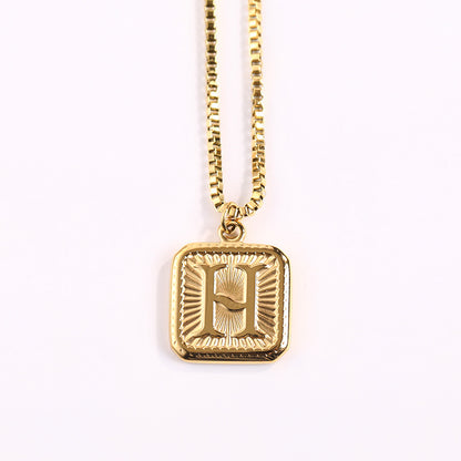 Fashion Letter Square Titanium Steel Pendant Necklace 1 Piece