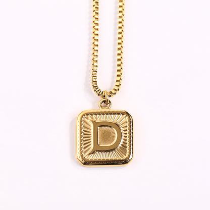 Fashion Letter Square Titanium Steel Pendant Necklace 1 Piece