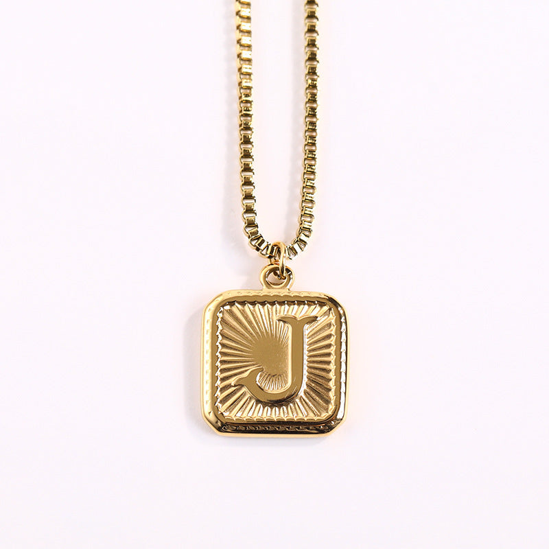 Fashion Letter Square Titanium Steel Pendant Necklace 1 Piece