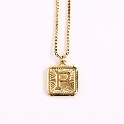 Fashion Letter Square Titanium Steel Pendant Necklace 1 Piece