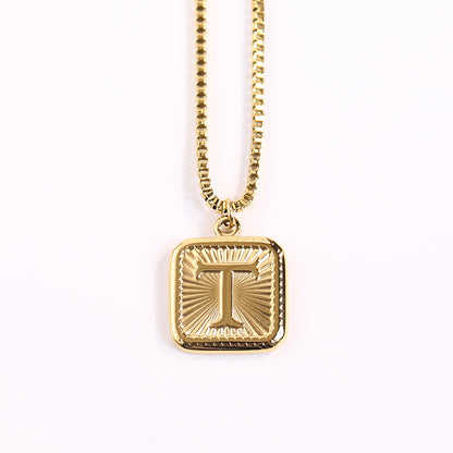 Fashion Letter Square Titanium Steel Pendant Necklace 1 Piece