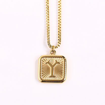 Fashion Letter Square Titanium Steel Pendant Necklace 1 Piece