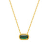 Ig Style Oval Copper Plating Inlay Turquoise Zircon 18k Gold Plated Pendant Necklace