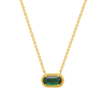 Ig Style Oval Copper Plating Inlay Turquoise Zircon 18k Gold Plated Pendant Necklace