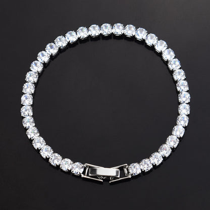 Simple Style Rectangle Alloy Rhinestone Unisex Tennis Bracelet