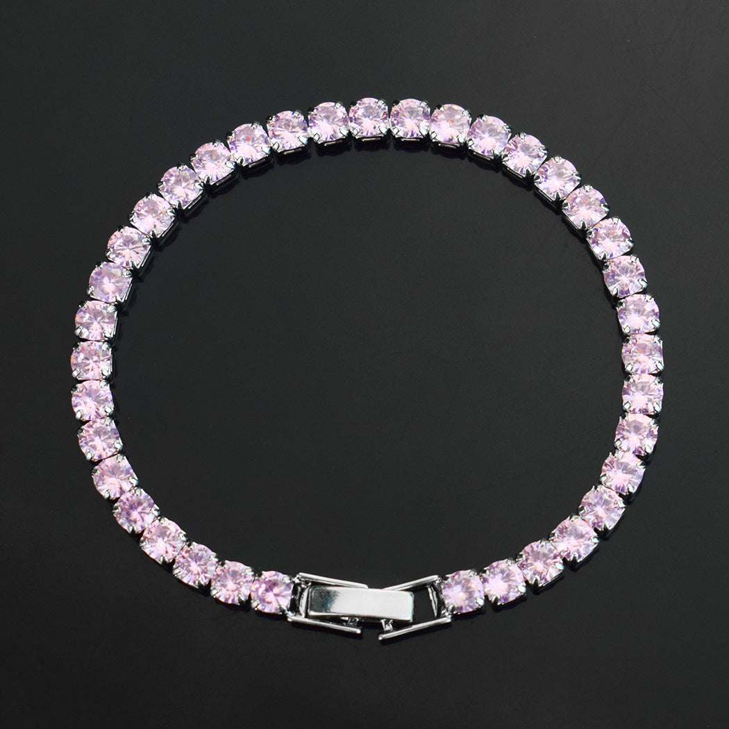 Simple Style Rectangle Alloy Rhinestone Unisex Tennis Bracelet