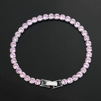 Simple Style Rectangle Alloy Rhinestone Unisex Tennis Bracelet