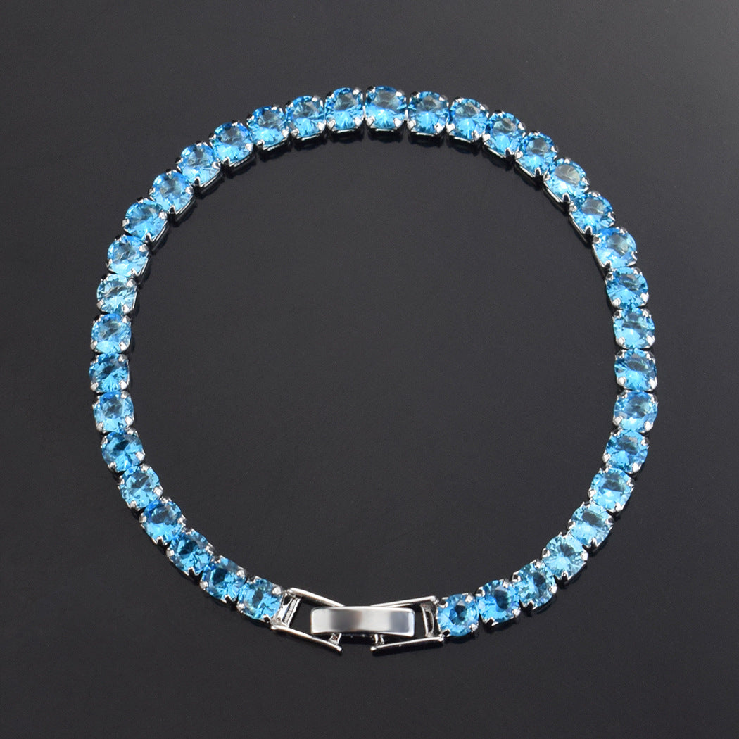 Simple Style Rectangle Alloy Rhinestone Unisex Tennis Bracelet