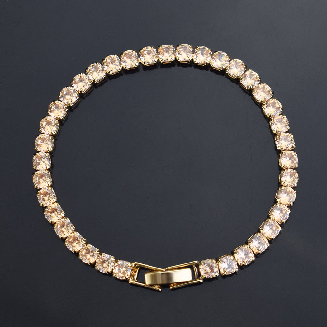 Simple Style Rectangle Alloy Rhinestone Unisex Tennis Bracelet