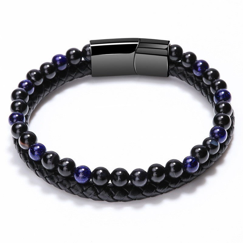 1 Piece Ethnic Style Twist Alloy Natural Stone Volcanic Rock Men'S Bracelets