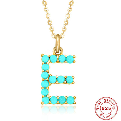 Fashion Letter Sterling Silver Plating Inlay Turquoise Pendant Necklace 1 Piece