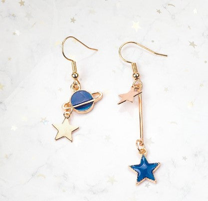 1 Pair Fashion Star Moon Alloy Asymmetrical Enamel Hollow Out Women's Drop Earrings