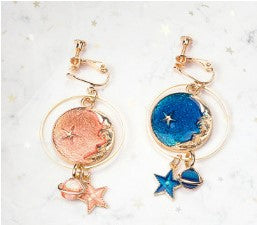 1 Pair Fashion Star Moon Alloy Asymmetrical Enamel Hollow Out Women's Drop Earrings