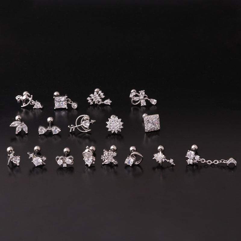 Women's Fashion Geometric Metal Ear Studs Plating Inlay Zircon