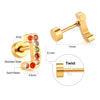 Fashion Letter Stainless Steel Inlay Zircon Ear Studs 1 Pair