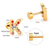 Fashion Letter Stainless Steel Inlay Zircon Ear Studs 1 Pair