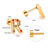 Fashion Letter Stainless Steel Inlay Zircon Ear Studs 1 Pair