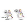 Fashion Letter Stainless Steel Inlay Zircon Ear Studs 1 Pair