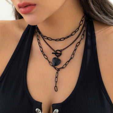 1 Piece Cool Style Heart Shape Alloy Iron Women's Layered Necklaces