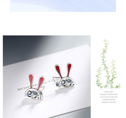 1 Pair Ig Style Cute Rabbit Epoxy Plating Inlay Copper Zircon Ear Studs