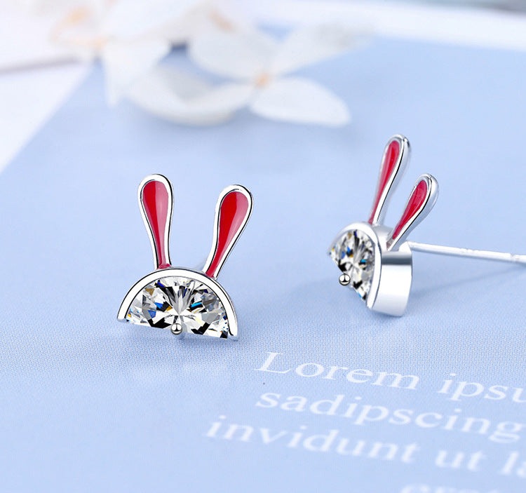 1 Pair Ig Style Cute Rabbit Epoxy Plating Inlay Copper Zircon Ear Studs