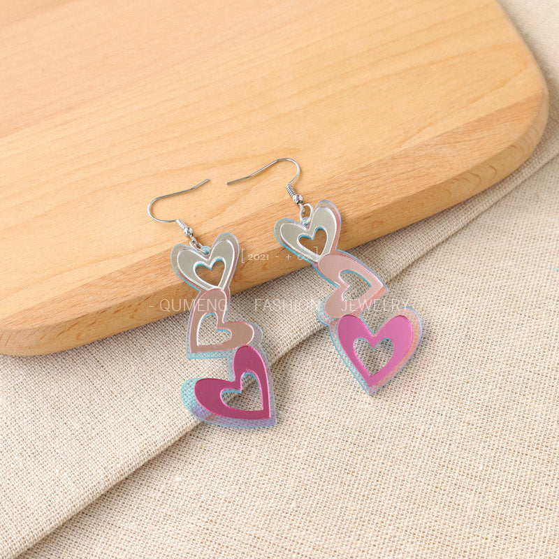 1 Pair Fashion Heart Shape Arylic Hollow Out Valentine's Day Women's Drop Earrings