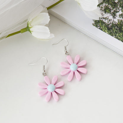 1 Pair Sweet Geometric Heart Shape Flower Alloy Plating Flowers Women's Earrings