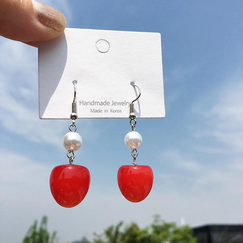 1 Pair Fashion Cherry Alloy Resin Plating Women'S Earrings