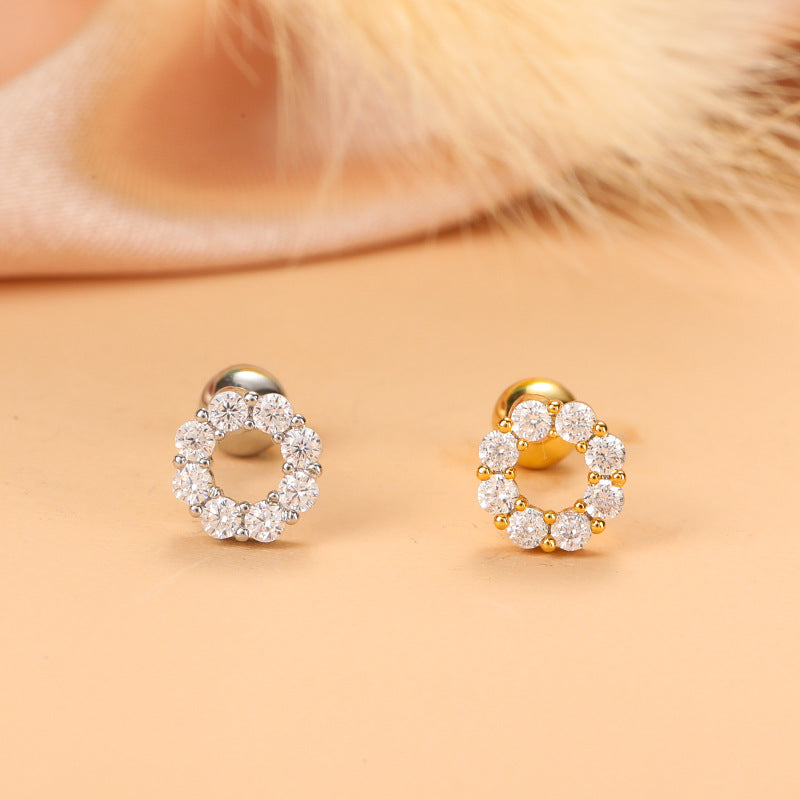 Simple Style Feather Butterfly Stainless Steel Copper Plating Inlay Zircon Ear Studs 1 Piece