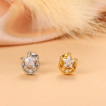 Simple Style Feather Butterfly Stainless Steel Copper Plating Inlay Zircon Ear Studs 1 Piece